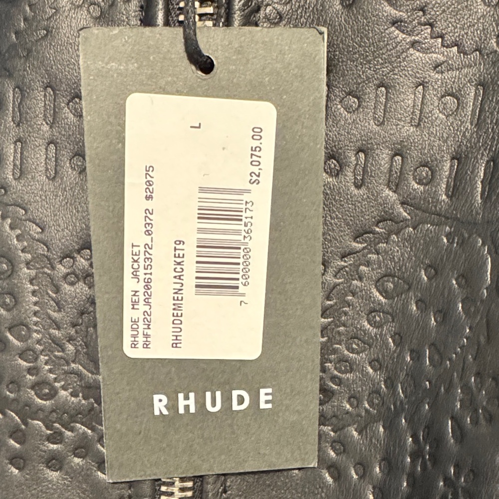 Rhude Textured Black Leather Jacket